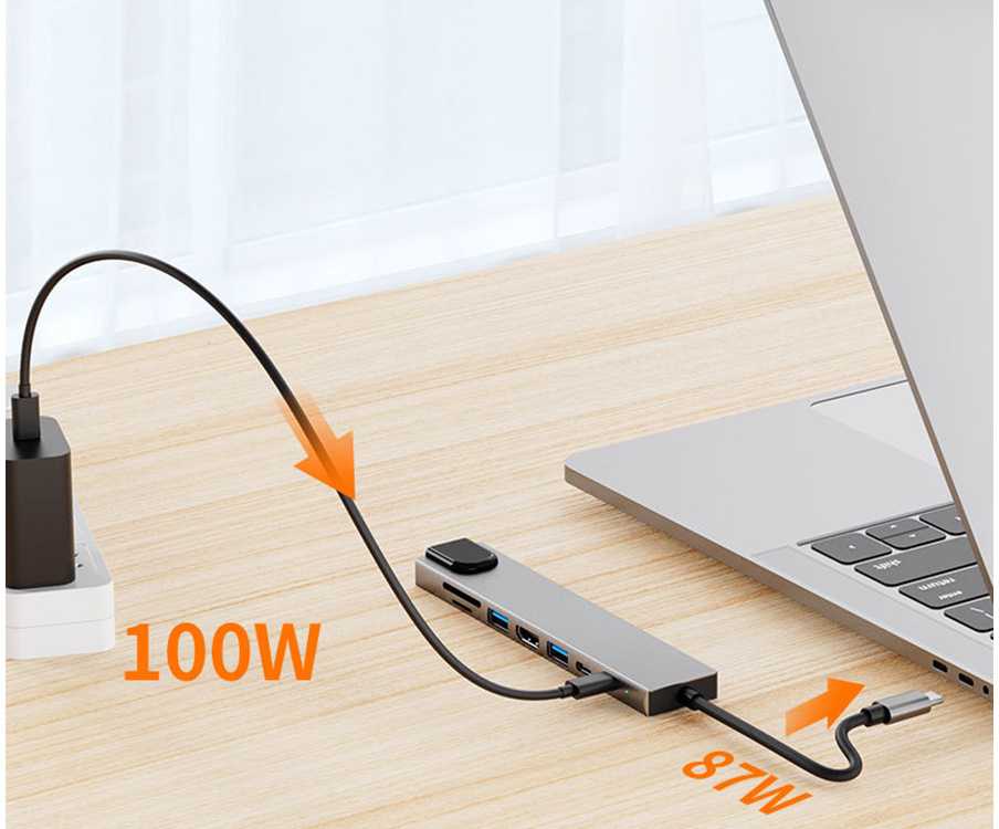 USB-C adapteris 8w1 Thunderbolt 3 HDMI RJ45