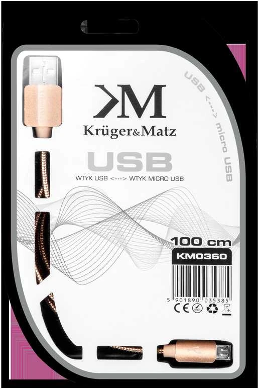 Kruger & Matz USB - mikro USB kabelis 1m