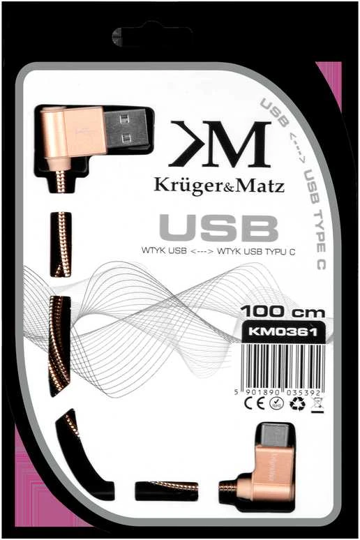 Kruger & Matz USB - USB-C kampinis 1m