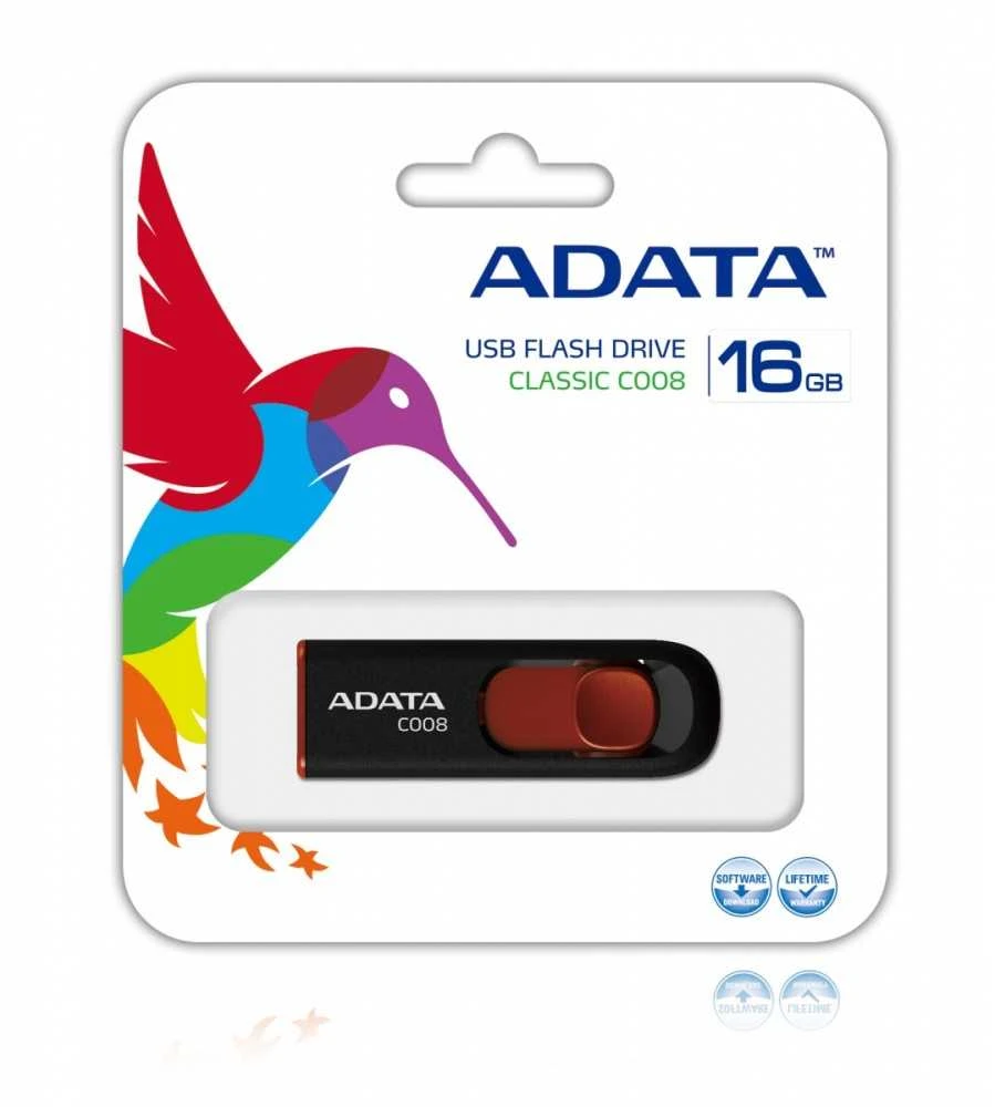 Ištraukiamas atmintukas Adata C008 16GB Juodas/Raudonas