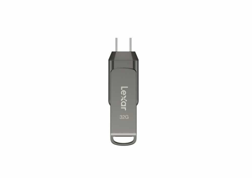 Lexar | 2 viename USB atmintinė, kurios skaitymo greitis siekia 100 MB/s | „JumpDrive Dual Drive D400“ | 32 GB | C ir A tipo USB 3.1 | Pilkas
