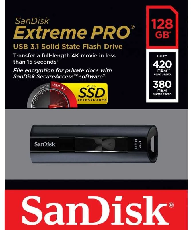 USB laikmena SanDisk Extreme PRO, 128 GB