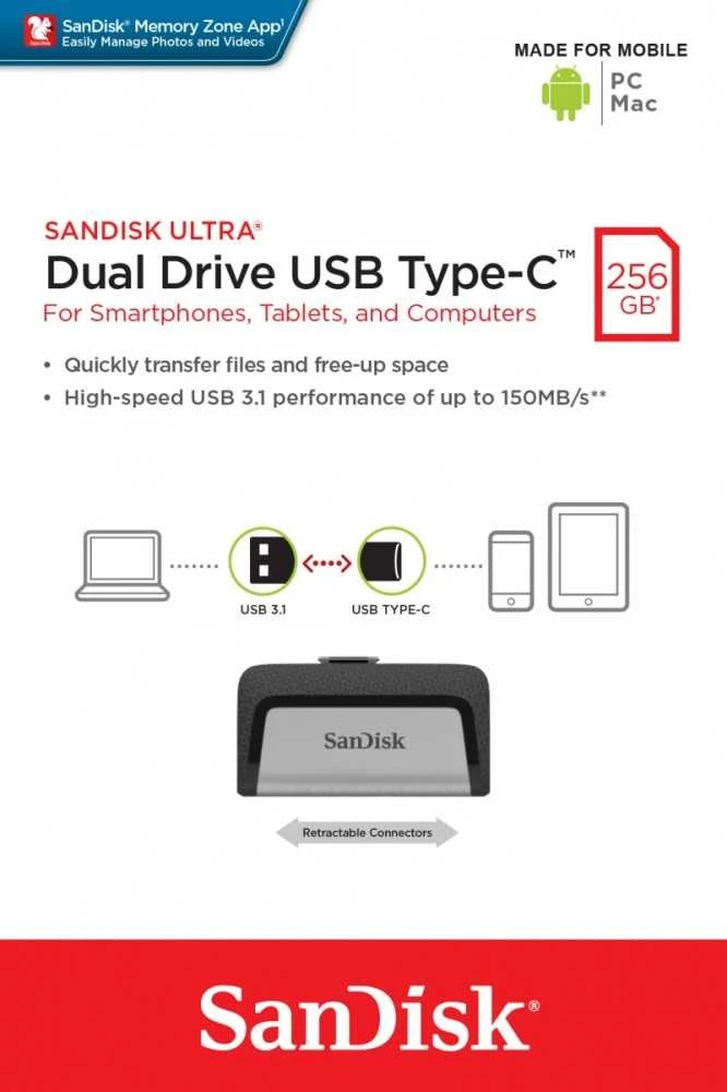 USB laikmena Sandisk Ultra Dual USB 256GB