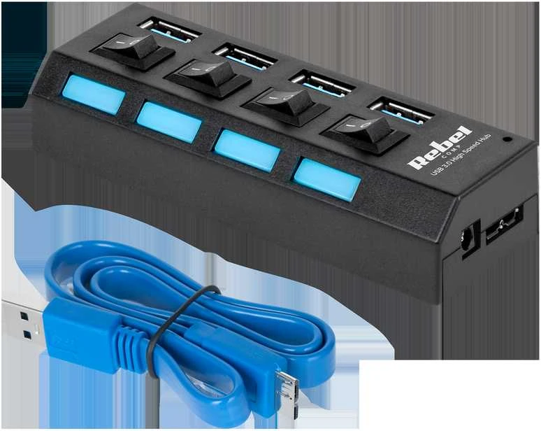 HUB USB 3.0 4 prievadų Rebel