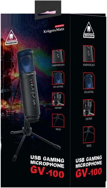 Kruger & Matz Warrior GV-100 USB žaidimų / vlogger mikrofonas