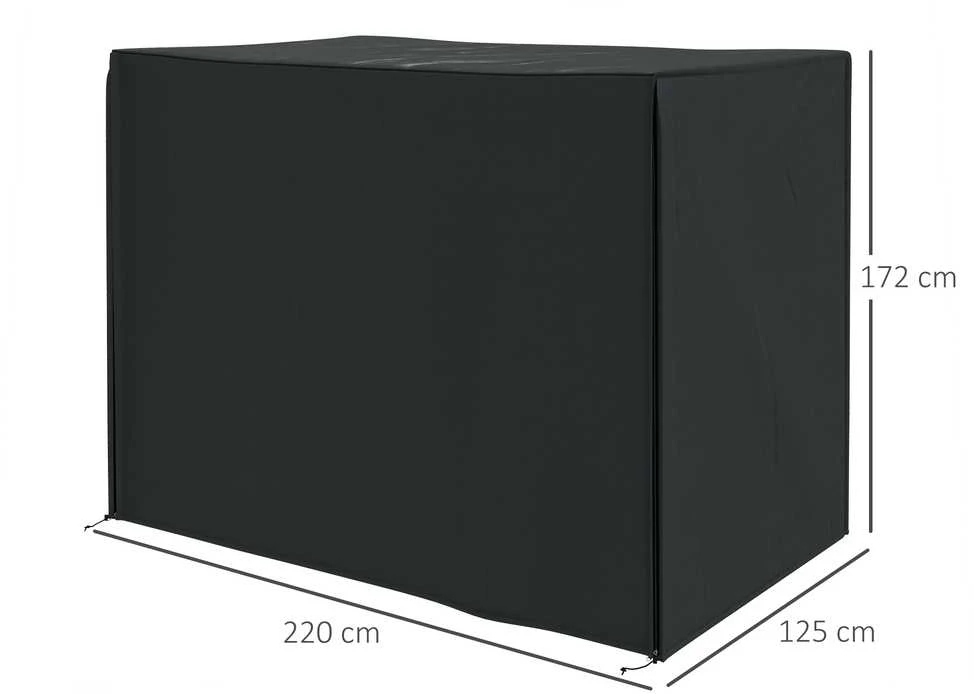 Outsunny sodo sūpynių užvalkalas, vandeniui atsparus apsauginis gaubtas sodo sūpynėms, uždanga su apsauga nuo UV spindulių, Oksfordo audinys, juodas, 220 x 125 x 172 cm