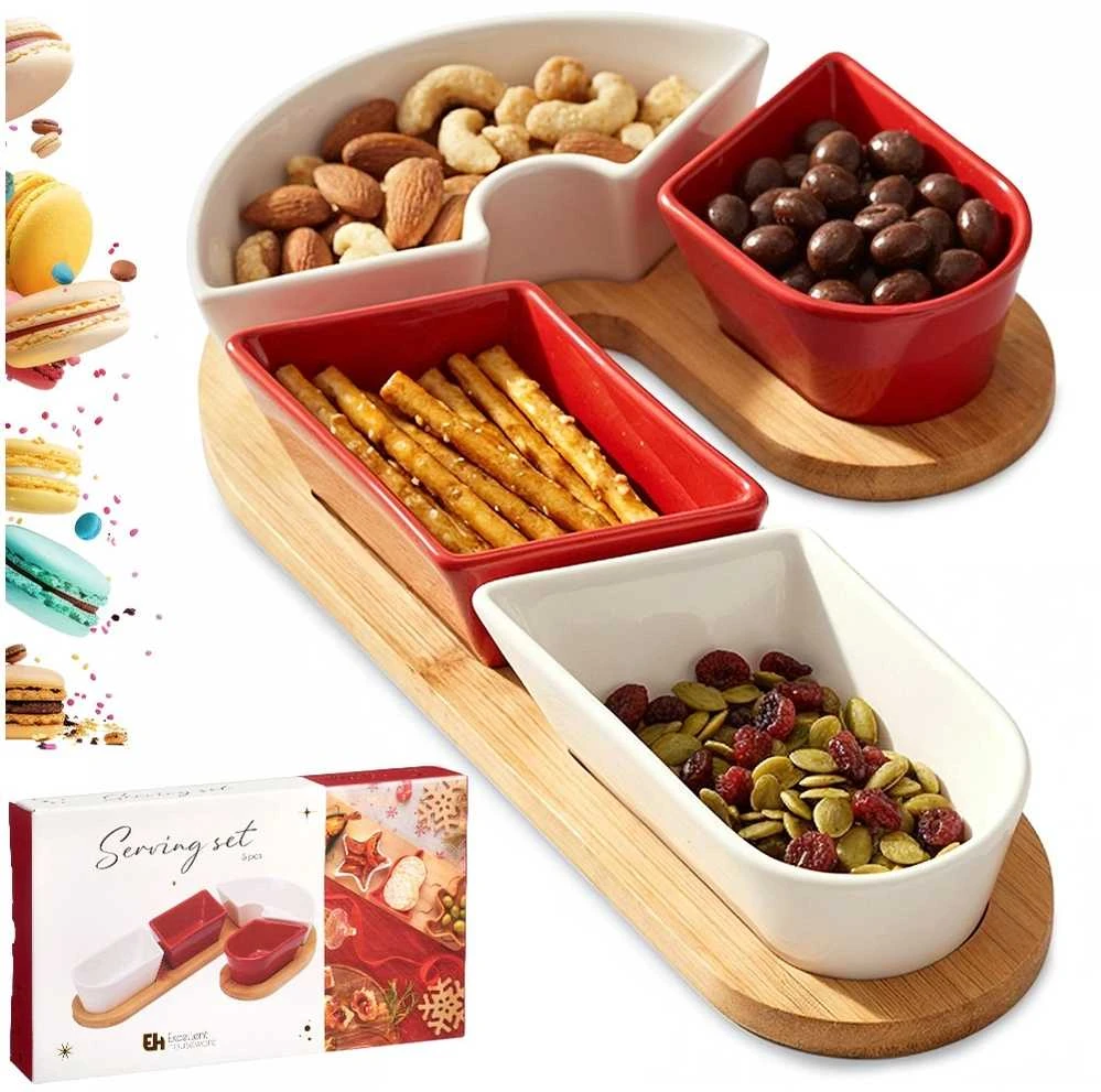 Selsey Snackkom Snackų Serviravimo Rinkinys 5 Dalių Keramika su Padėklu