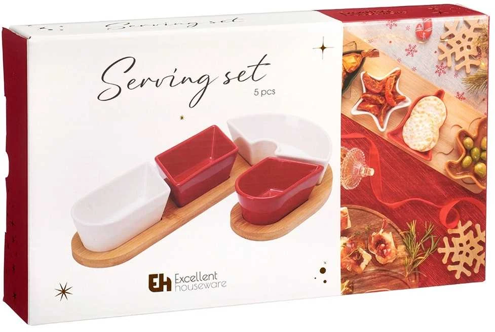 Selsey Snackkom Snackų Serviravimo Rinkinys 5 Dalių Keramika su Padėklu