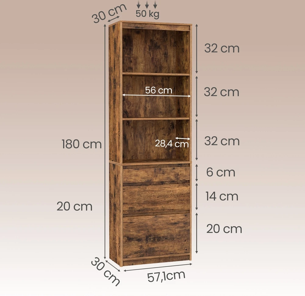 Songmics Vaikiška lentyna su 5 skyriais, balta, 30 × 112,2 × 65 cm