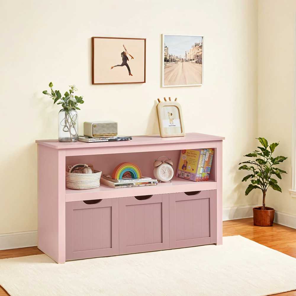 Songmics Vasagle Vaikiška lentyna su ratukais 30 x 102 x 60 cm pastelinės rožinės spalvos