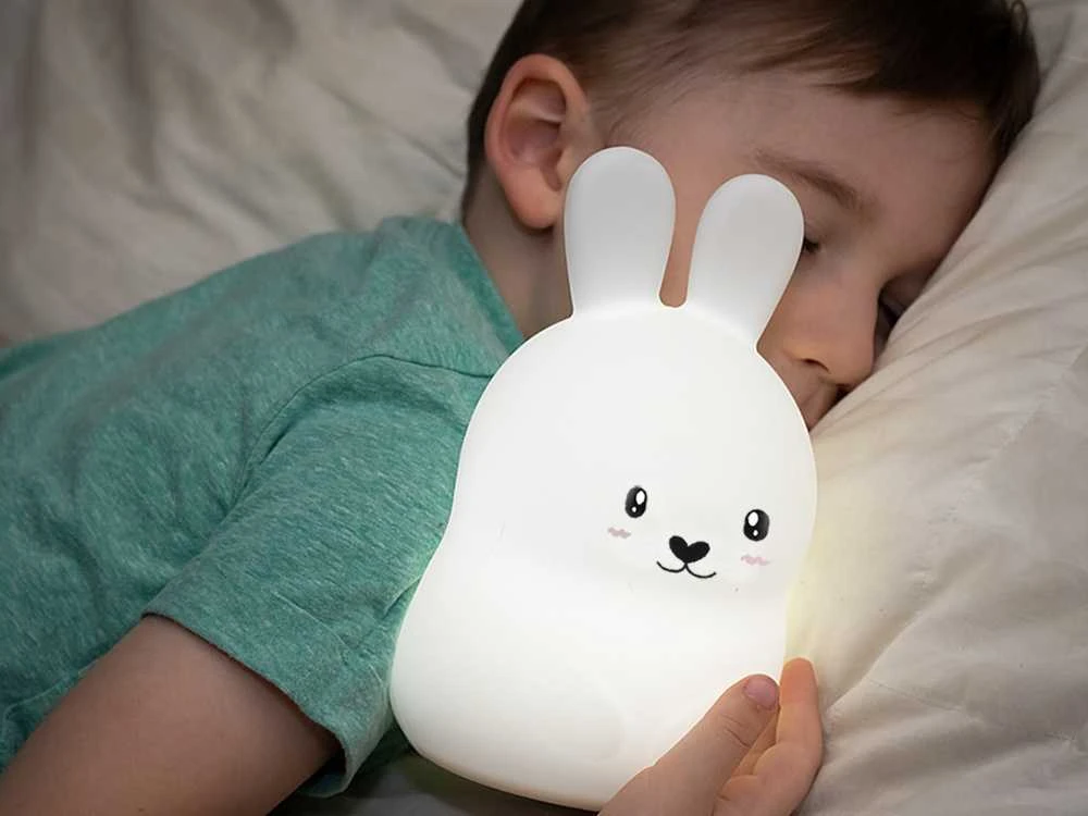 Vaikiška naktinė lempa triušis LED RGB su nuotolinio valdymo pultu