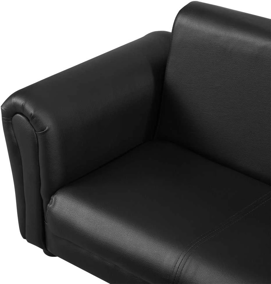 HOMCOM vaikiškas fotelis su kojų atrama, vaikiška sofa ir taburetė, juodos spalvos, patogus sofos ir fotelio komplektas, 83x42x41 cm