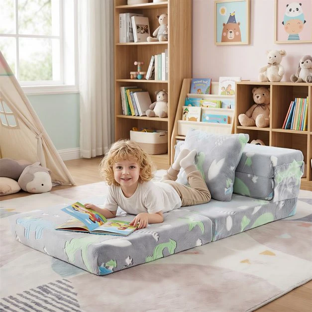 Vaikiška sulankstoma sofa (pilka)
