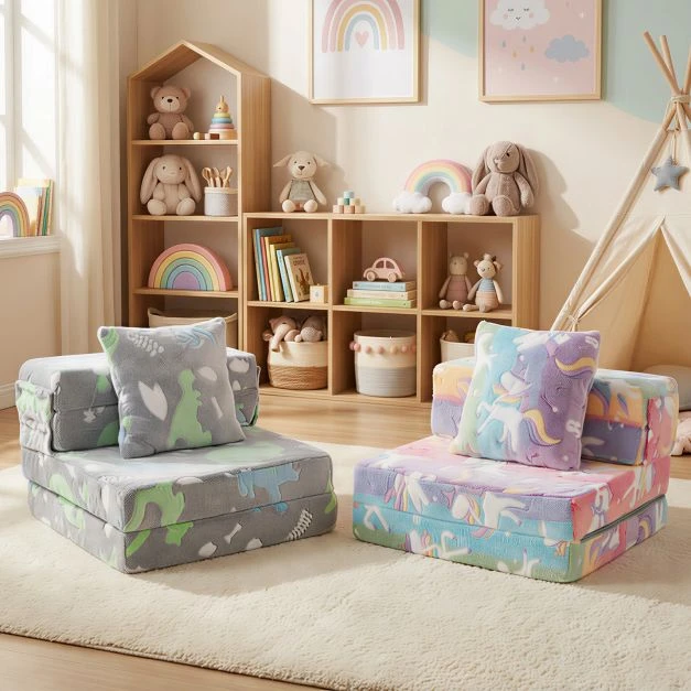 Vaikiška sulankstoma sofa (pilka)