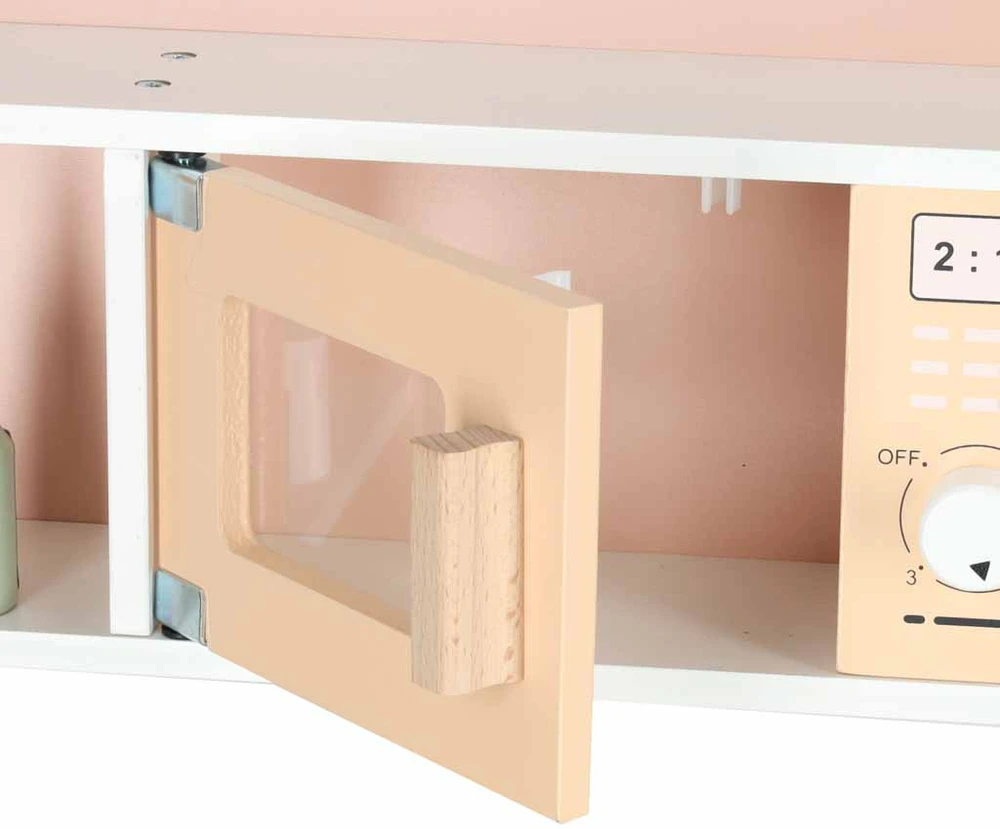 Vaikiška virtuvėlė iš MDF su priedais, rožinė, 81 cm