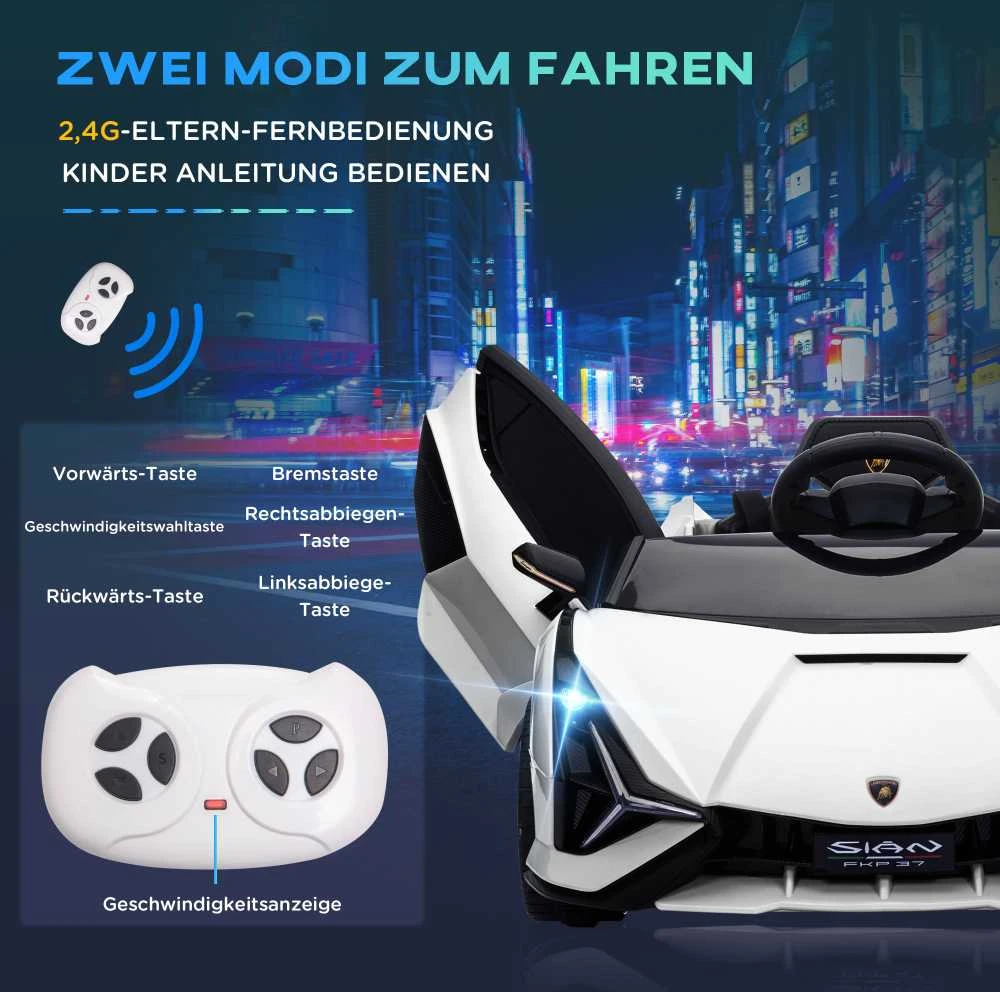 HOMCOM vaikiškas visureigis SIAN SUV, 2 važiavimo režimai, elektrinis automobilis su nuotolinio valdymo pulteliu, ypač plačios padangos, muzika (MP3/USB), šviesos, 37–60 mėn.