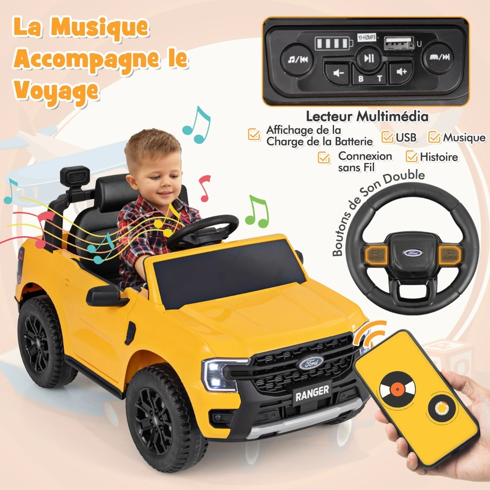 Vaikiškas automobilis 12 V Geltonas