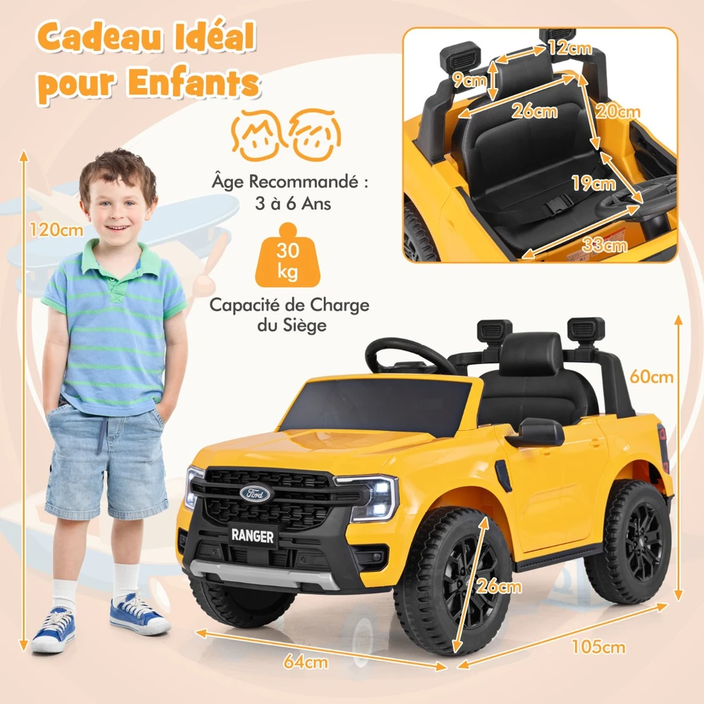 Vaikiškas automobilis 12 V Geltonas