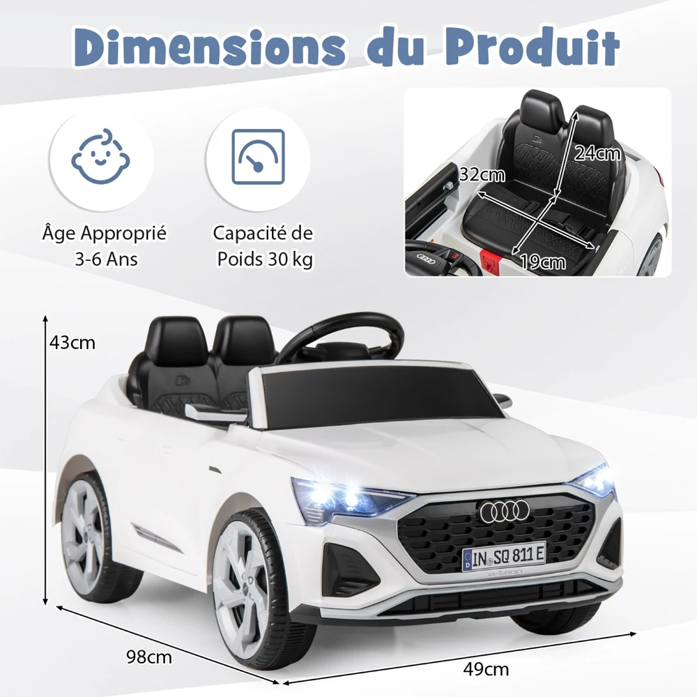 Vaikiškas elektrinis automobilis 12 V baltas