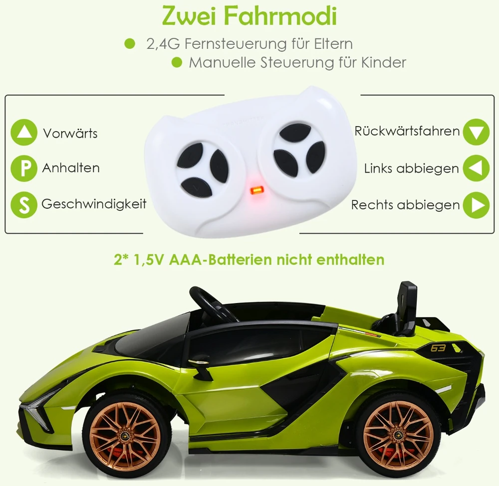 Vaikiškas elektrinis automobilis 12 V žalias