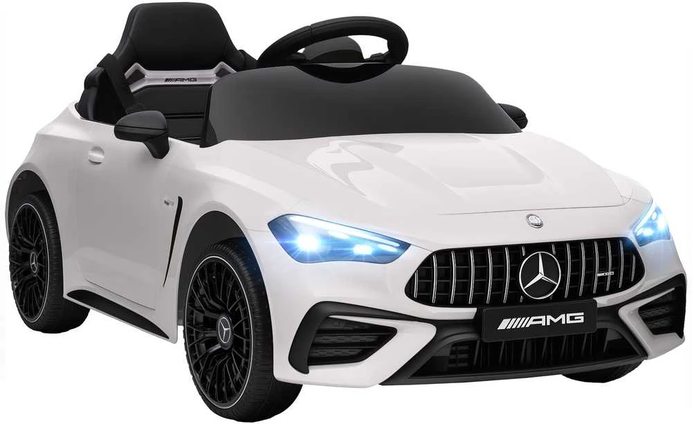 AIYAPLAY vaikiškas elektromobilis, Mercedes dizainas, 12 V varikliai, nuotolinio valdymo pultas, LED žibintai, muzika, 3-6 metų vaikams, baltas