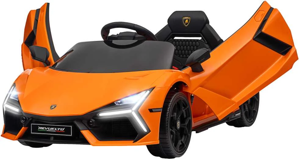 AIYAPLAY vaikiškas elektromobilis 12V, su 2,4G nuotolinio valdymo pulteliu, muzika, šviesomis, USB/MP3 jungtimi, atbulinės eigos funkcija, iki 5 km/h, 3–5 metų vaikams, oranžinis