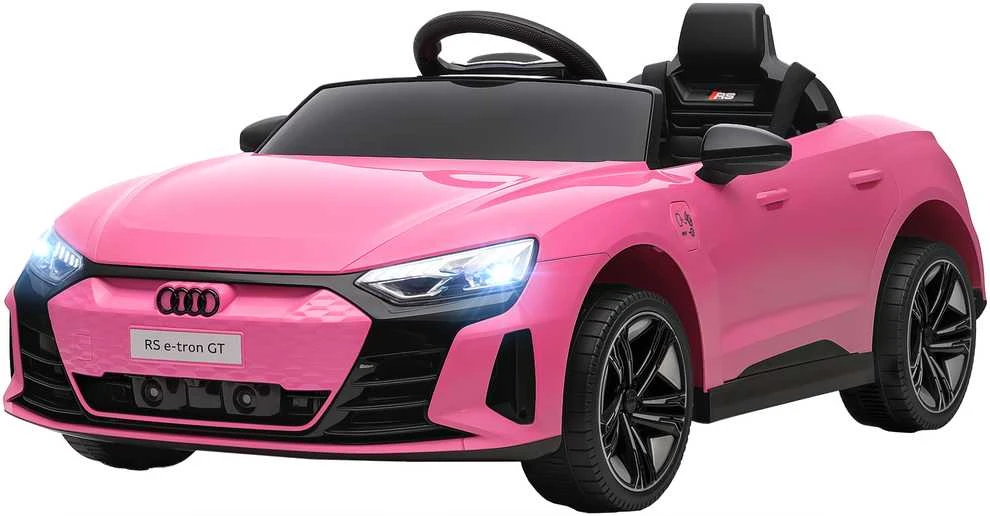 HOMCOM vaikiškas elektromobilis 12V su 2,4 GHz nuotolinio valdymo pulteliu, 2 varikliai, 4 spyruokliniai ratai, garsinis signalas, žibintai, muzika, švelnus paleidimas, pagalbinis ratukas, 3-5 metams, rožinis