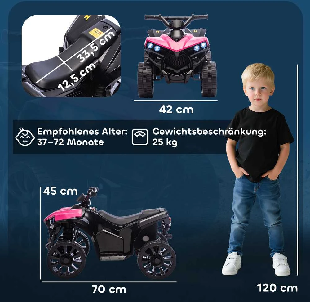 Vaikiškas elektrinis keturratis Rožinis