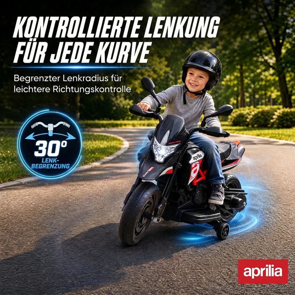 Vaikiškas elektrinis motociklas APRILIA DORSODURO 900, raudonas ir juodas, 81 × 43 × 57 cm
