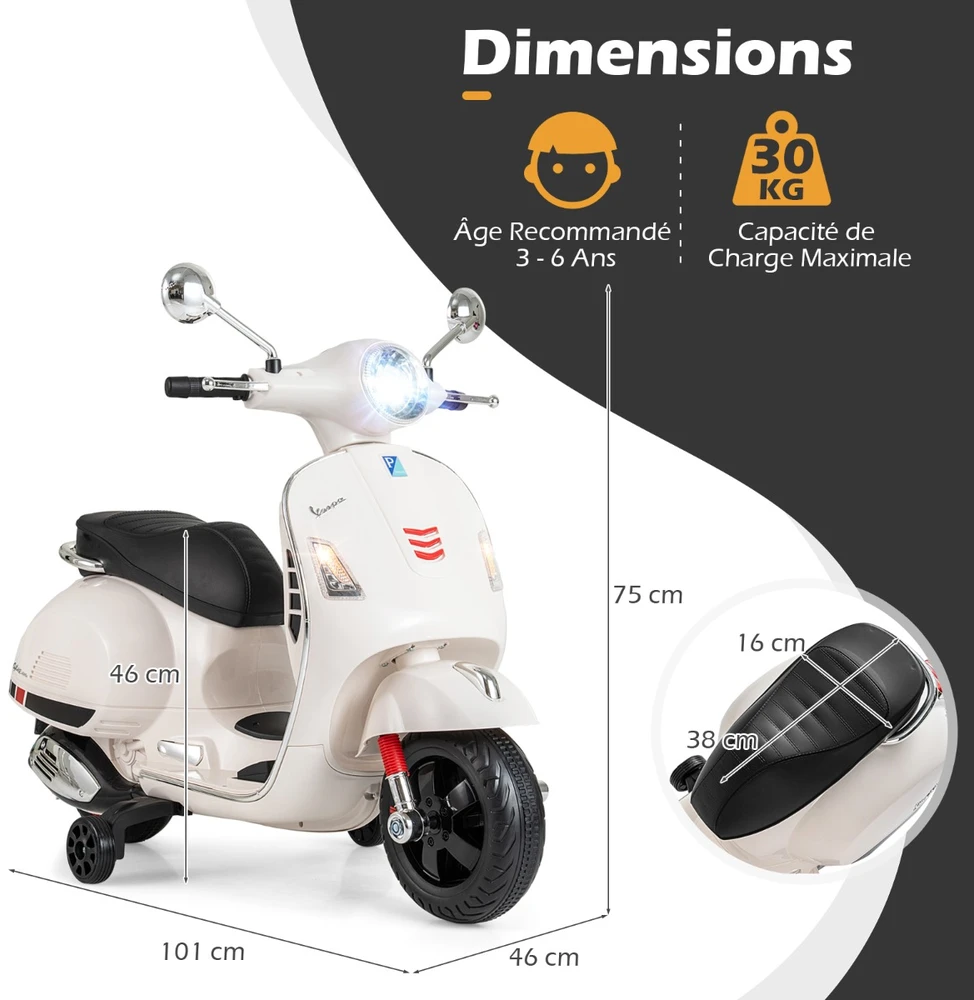 Vaikiškas elektrinis motociklas baltas