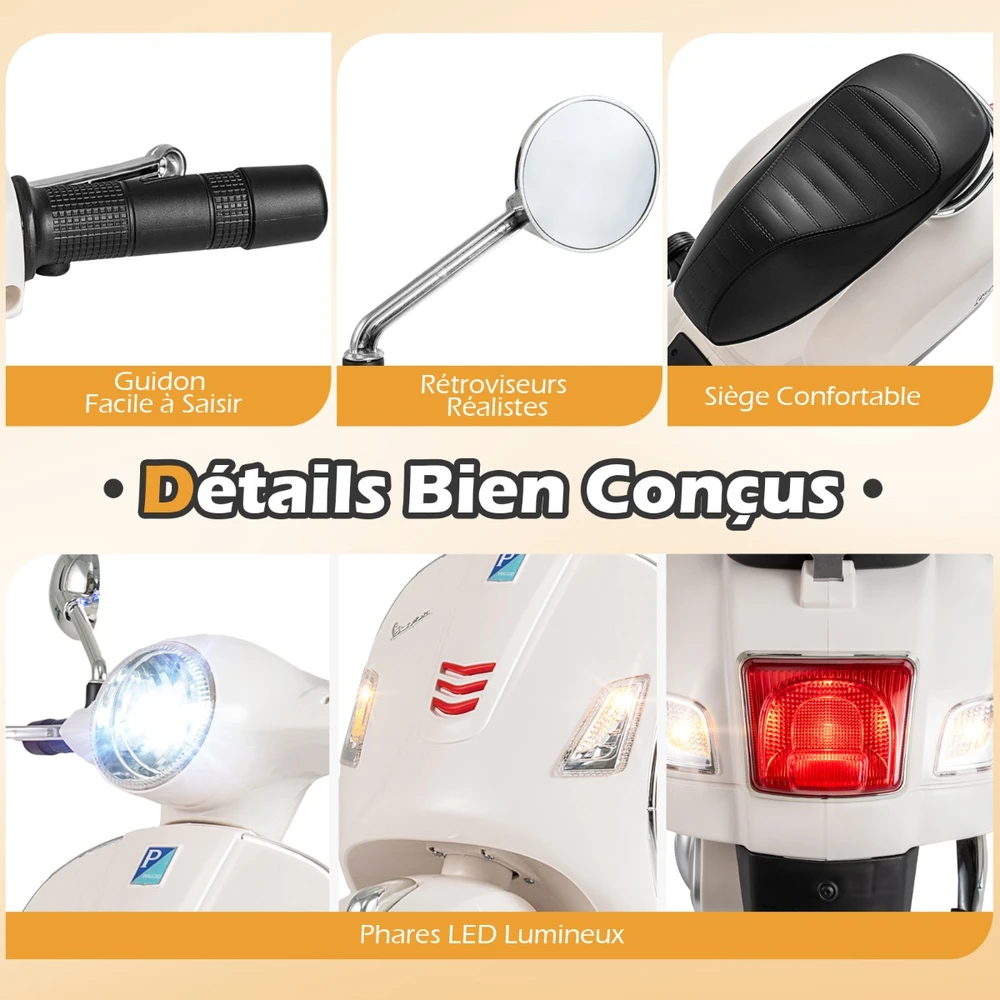 Vaikiškas elektrinis motociklas baltas
