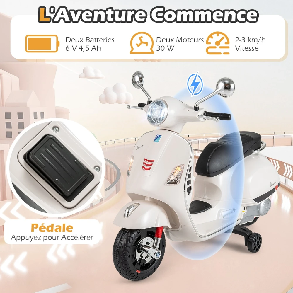 Vaikiškas elektrinis motociklas baltas