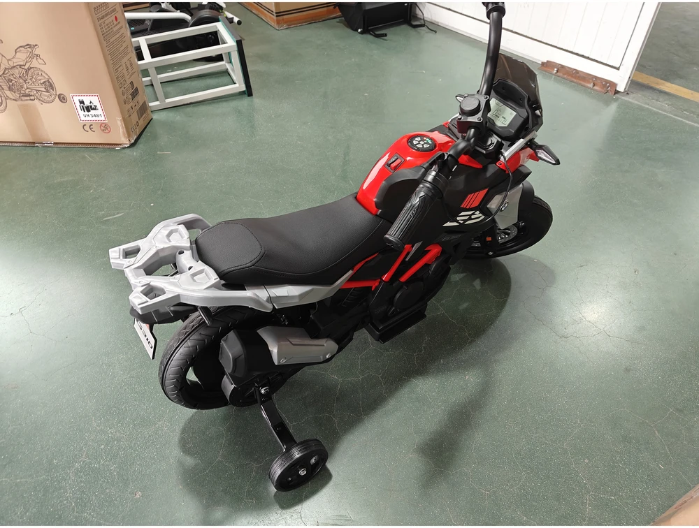 Vaikiškas elektrinis motociklas BMW G310 GS su ličio jonų akumuliatoriumi, raudonos ir juodos spalvos, 102 × 62 × 73 cm