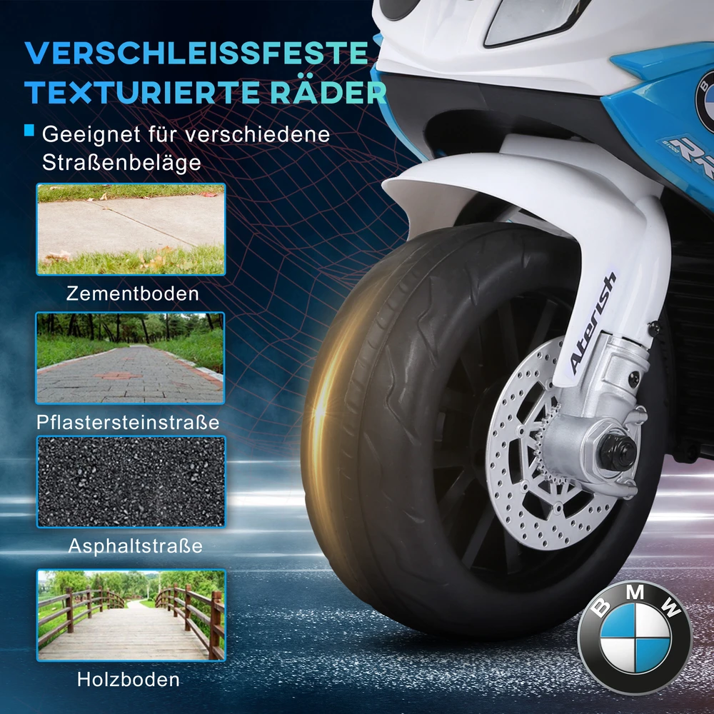 Vaikiškas elektrinis motociklas BMW S1000RR, 6 V, mėlynas, 66 × 37 × 44 cm
