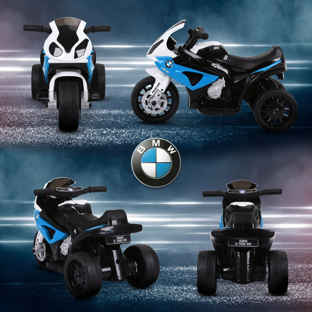 Vaikiškas elektrinis motociklas BMW S1000RR, 6 V, mėlynas, 66 × 37 × 44 cm