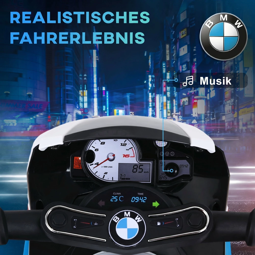 Vaikiškas elektrinis motociklas BMW S1000RR, 6 V, mėlynas, 66 × 37 × 44 cm