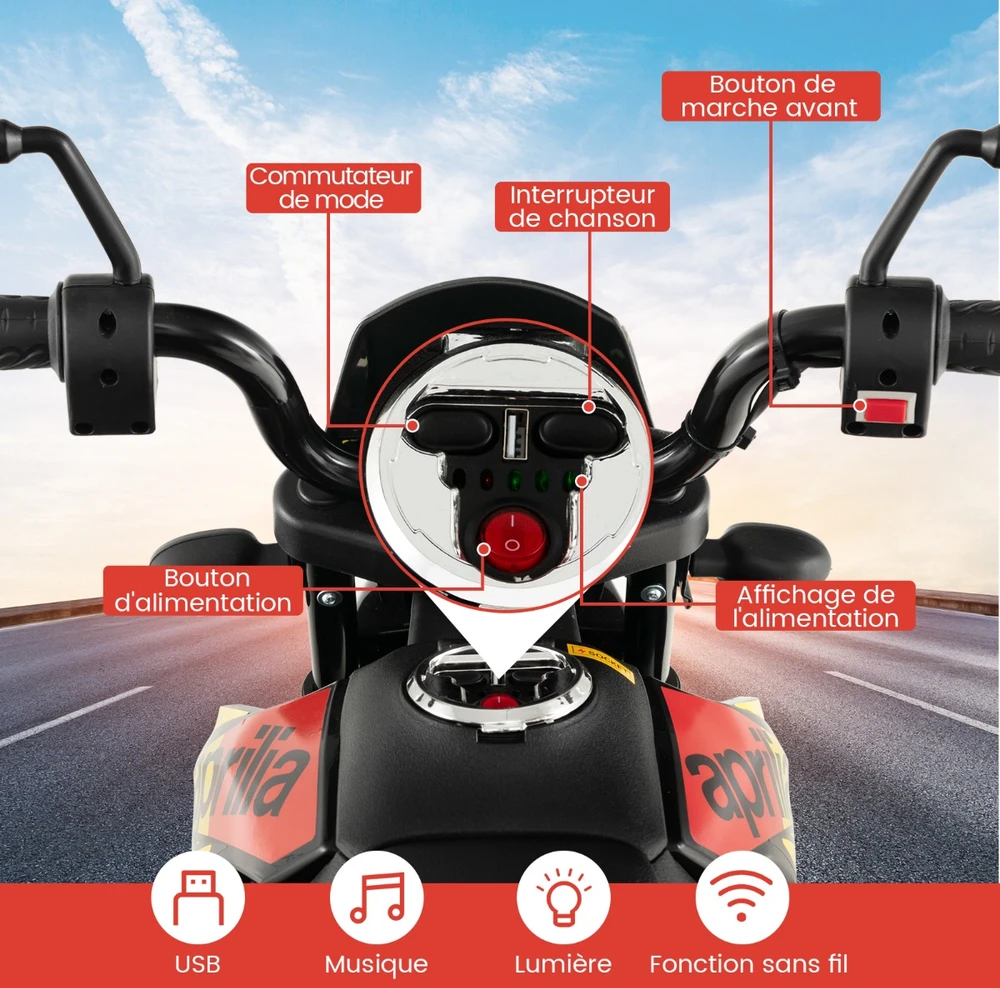 Vaikiškas elektrinis motociklas juodas