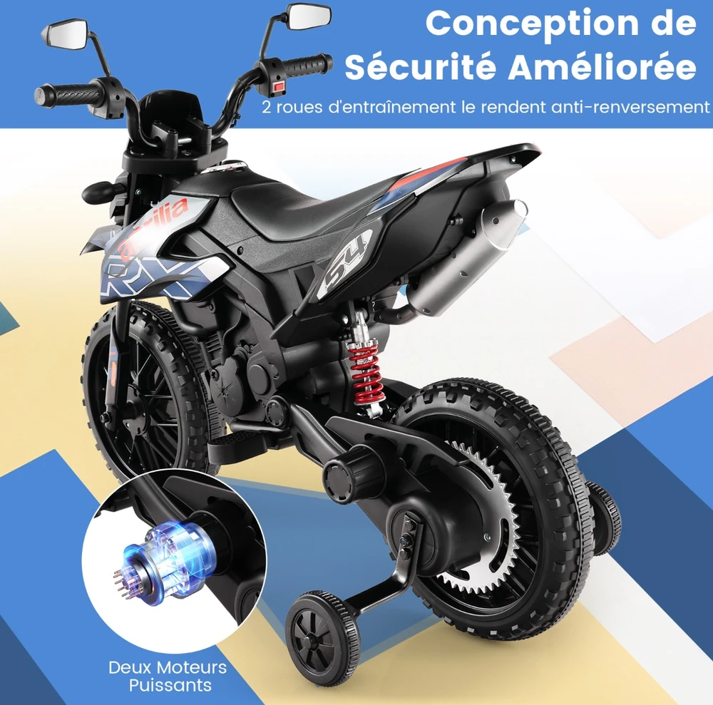 Vaikiškas elektrinis motociklas mėlynas
