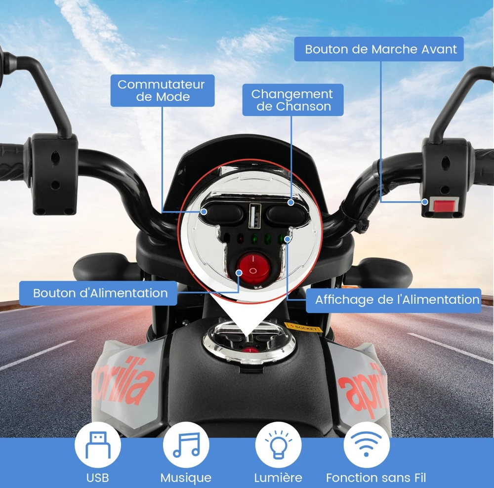 Vaikiškas elektrinis motociklas mėlynas