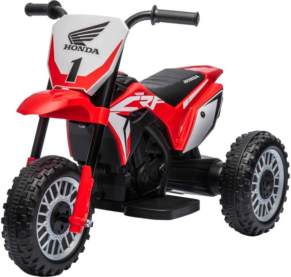 HOMCOM vaikiškas elektrinis motociklas, 6V vaikiškas motociklas su garsiniu signalu, paleidimo muzika, vaikiška transporto priemonė, 3 km/h, 1,5–3 metų vaikams, raudonas