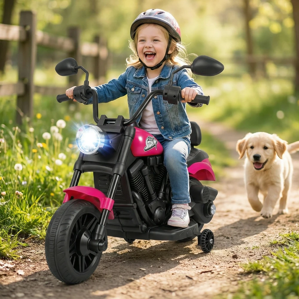 Vaikiškas elektrinis motociklas rožinis