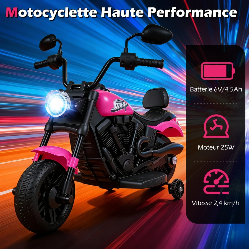 Vaikiškas elektrinis motociklas rožinis