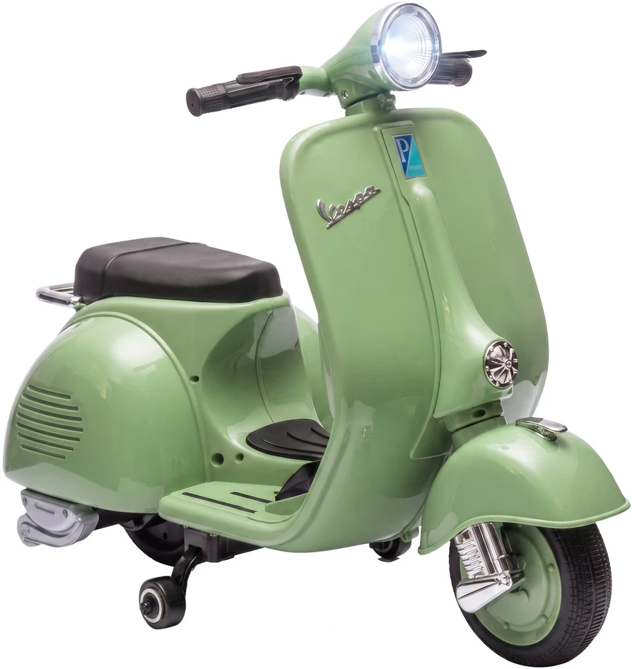 Vaikiškas elektrinis motociklas su atraminiais ratukais ir ličio akumuliatoriumi, žalias/juodas, 81 × 37 × 63 cm
