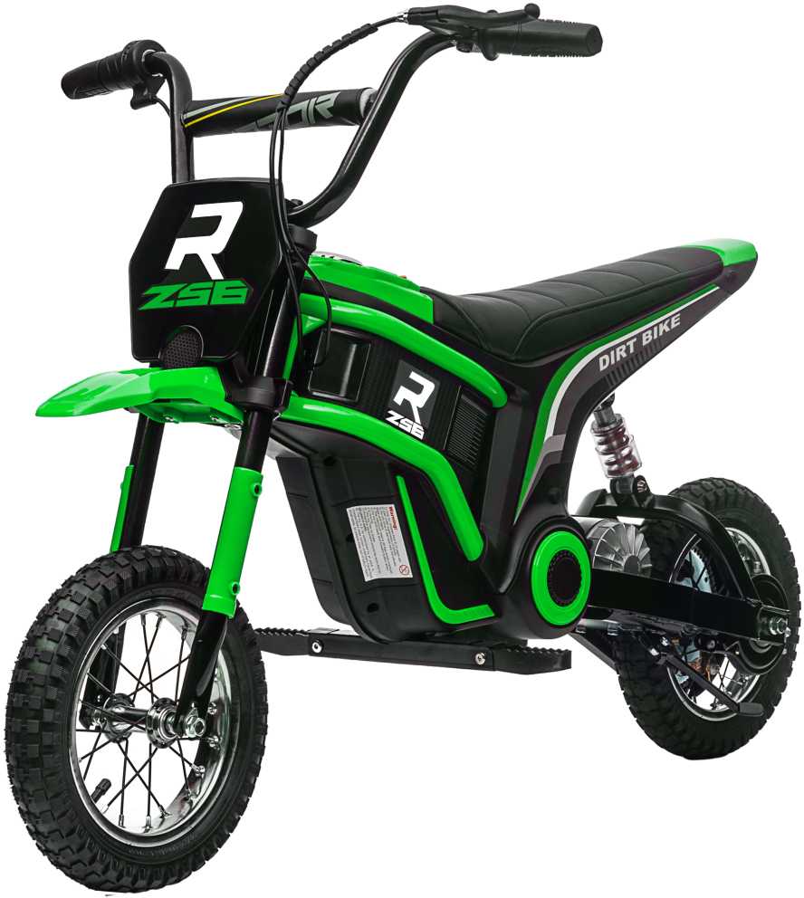 HOMCOM vaikiškas elektrinis motociklas, 12 V vaikiškas motociklas su garsiniu signalu, žibintu, transporto priemonė vaikams su pasukama greičio rankena, 8-16 km/val., 8-12 metų vaikams, žalias | Aosom