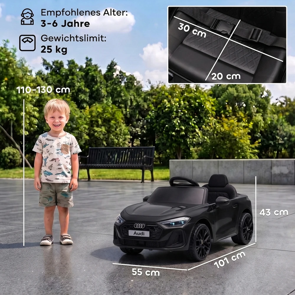 Vaikiškas elektromobilis Audi A5L su nuotolinio valdymo pultu, juodas, 101 × 55 × 43 cm