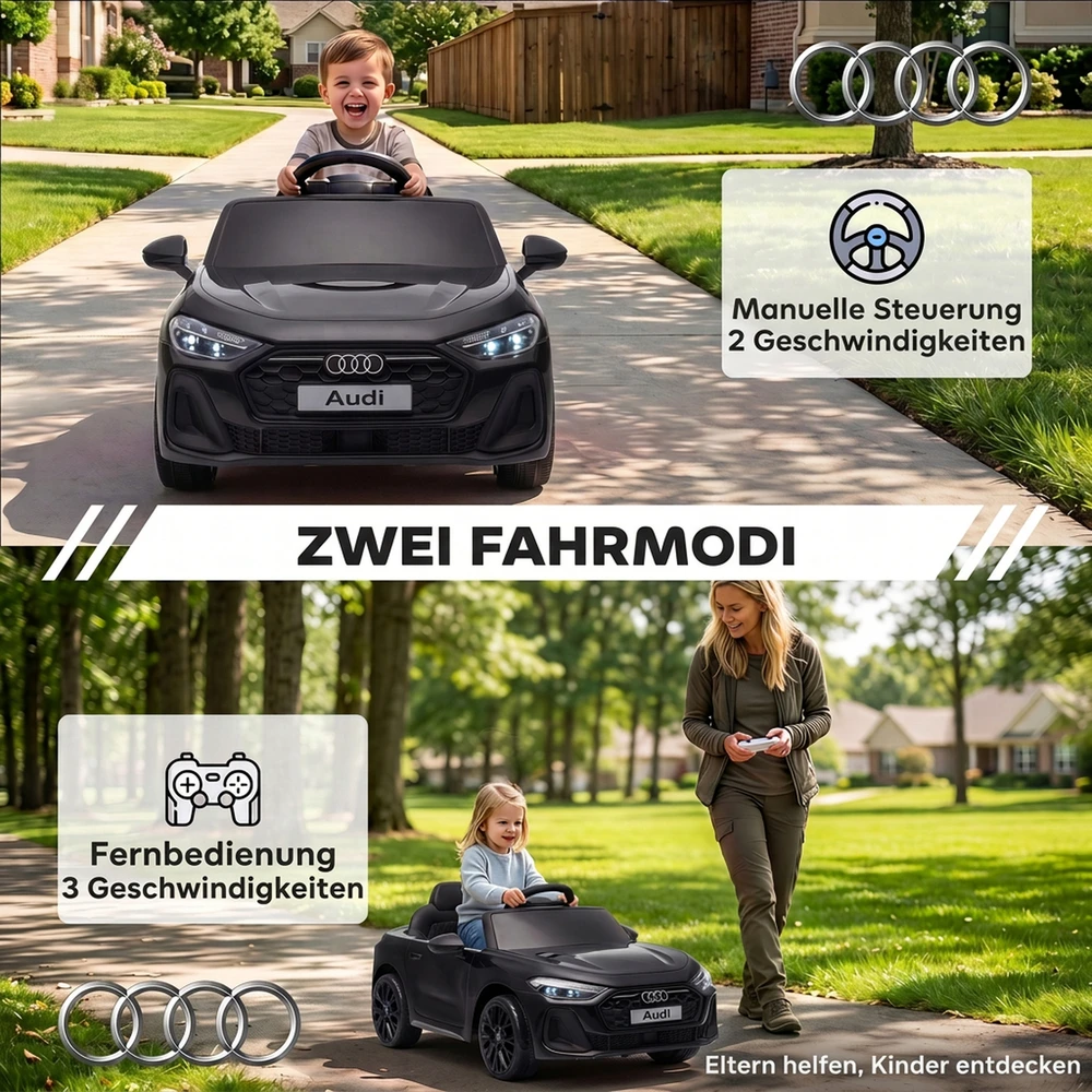 Vaikiškas elektromobilis Audi A5L su nuotolinio valdymo pultu, juodas, 101 × 55 × 43 cm