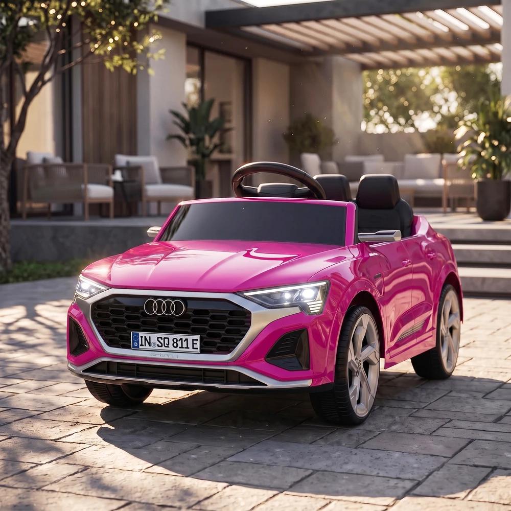 Vaikiškas elektromobilis Audi Q8 e-tron Sportback su nuotolinio valdymo pultu, rožinis, 98 × 49,5 × 43 cm