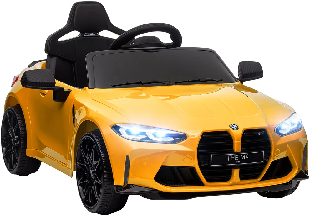 AIYAPLAY vaikiškas elektrinis automobilis, vaikiškas automobilis su 2.4G nuotolinio valdymo pulteliu, pakaba, elektrinis automobilis su MP3, USB, LED šviesa, skirtas 3-6 metų vaikams, geltonas