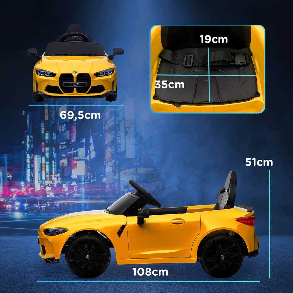 AIYAPLAY vaikiškas elektrinis automobilis, vaikiškas automobilis su 2.4G nuotolinio valdymo pulteliu, pakaba, elektrinis automobilis su MP3, USB, LED šviesa, skirtas 3-6 metų vaikams, geltonas