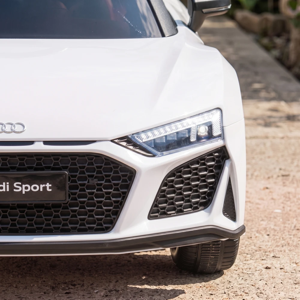 Vaikiškas elektromobilis licencijuotas Audi R8 Spyder su nuotoliniu valdymu, baltas ir juodas, 107 × 58 × 44 cm